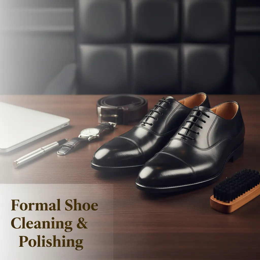 Formal shoe care kit with brushes and polish for leather dress shoes