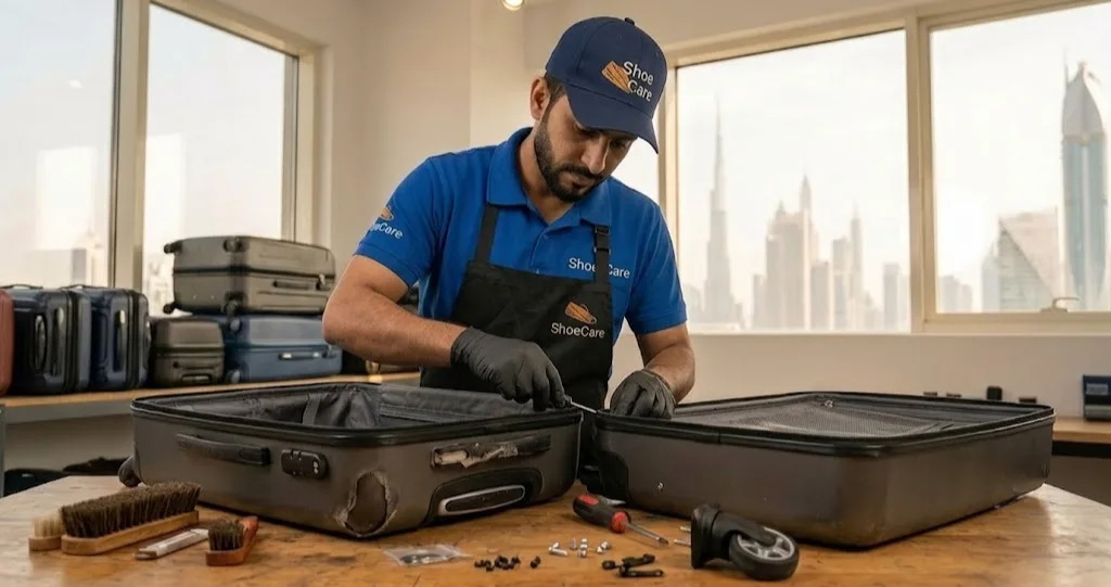 إصلاح حقائب السفر في دبي: العجلات والمقابض والسحّابات وتكلفة كل منها