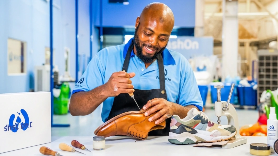 Professional sneaker and leather shoe repair workshop in Dubai